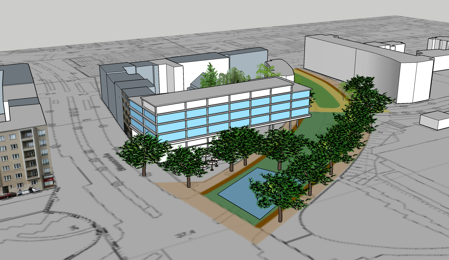 Neubau am Nordrand des Parkes