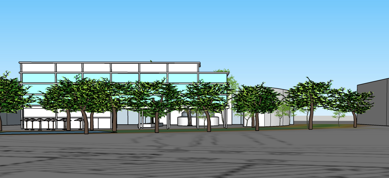 Durchblick zur Bartning-Kirche